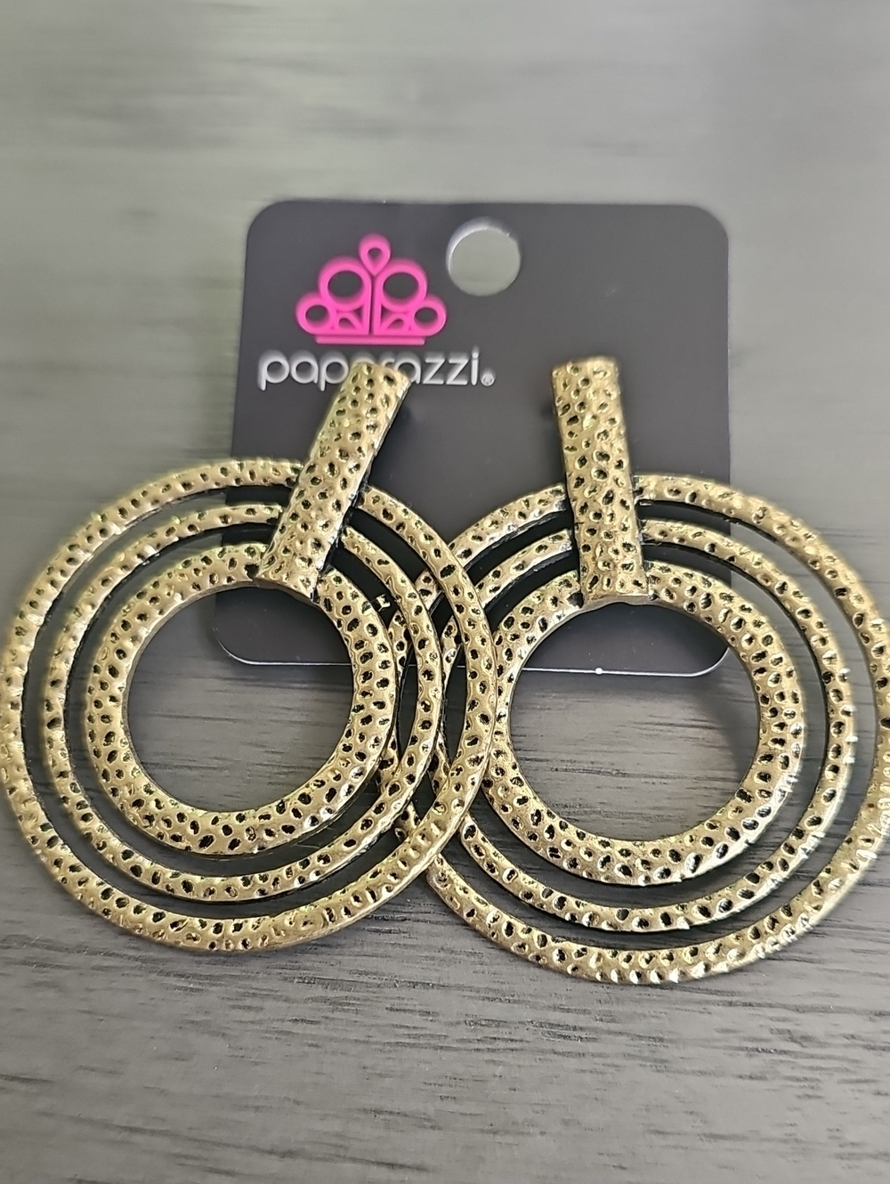 Paparazzi Brass Layered Circle Drop Earrings